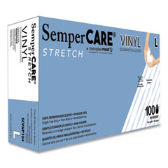 Stretch Vinyl Examination Gloves, Cream, Large, 100/Box