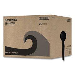 Heavyweight Polystyrene Cutlery, Teaspoon, Black, 1000/Carton