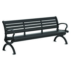 Aluminum Bench with Back, 73 x 22.75 x 30.75, Black