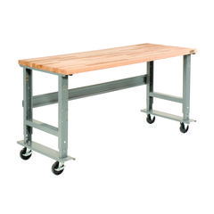 Light Duty Butcher Block Top Adjustable Height Workbench, 800 lbs, 72 x 30 x 36 to 43, Gray