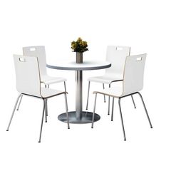 TABLE,CL, 4 CHAIRS,WHT