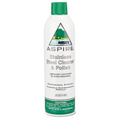 Aspire Stainless Steel Cleaner and Polish, Lemon Scent, 16 oz Aerosol Spray, 12/Carton