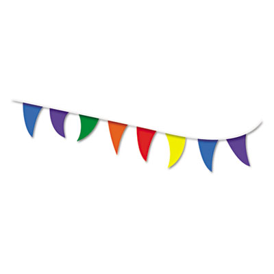 Strung Flags, Pennant, 30 ft, Assorted Bright Colors Strung Flags, Pennant, 30 ft, Assorted Bright Colors