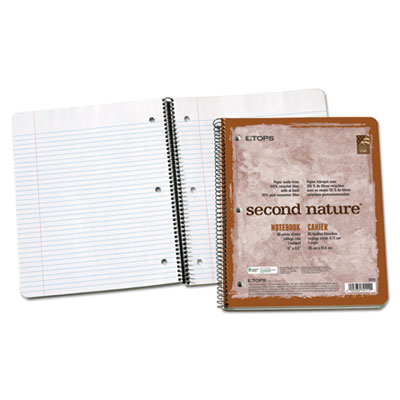 Second Nature Subject Wirebound Notebook, 11 x 8 1/2, White, 80 Sheets