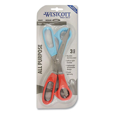 All Purpose Value Stainless Steel Scissors Three Pack, 8 All Purpose Value Stainless Steel Scissors Three Pack, 8