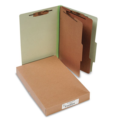 Pressboard 25-Pt Classification Folders, Legal, 6-Section, Leaf Green, 10/Box